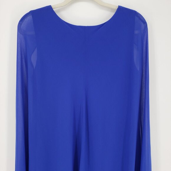 Joseph Ribkoff Chiffon Cape Cocktail Dress 12 Sheath Cobalt Blue NEW - Picture 11 of 14